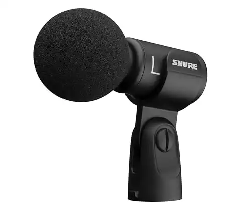 Shure MV88+ Stereo USB Microphone - Condenser Microphone for Streaming and Recording Vocals & Instruments, Mac & Windows Compatible, Real-Time Headphone Monitoring Output, Travel Friendly - Bl...