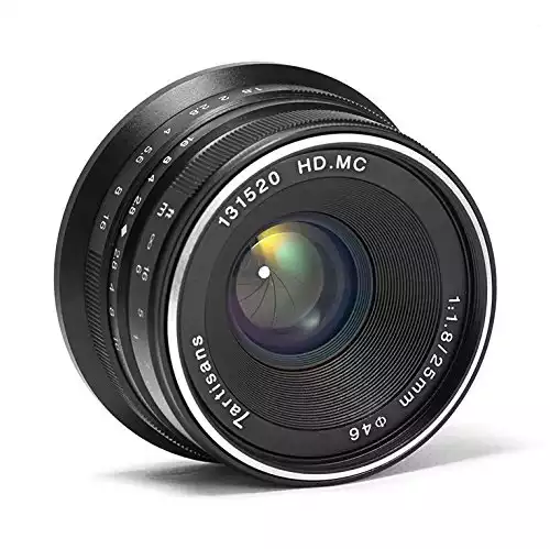 7artisans 25mm F1.8 APS-C Manual Focus Fixed Lens Compatible with Fujifilm Fuji Cameras X-A1 X-A10 X-A2 X-A3 X-at X-M1 XM2 X-T1 X-T10 X-T2 X-T20 X-Pro1 X-Pro2 X-E1 X-E2 X-E2s - Black
